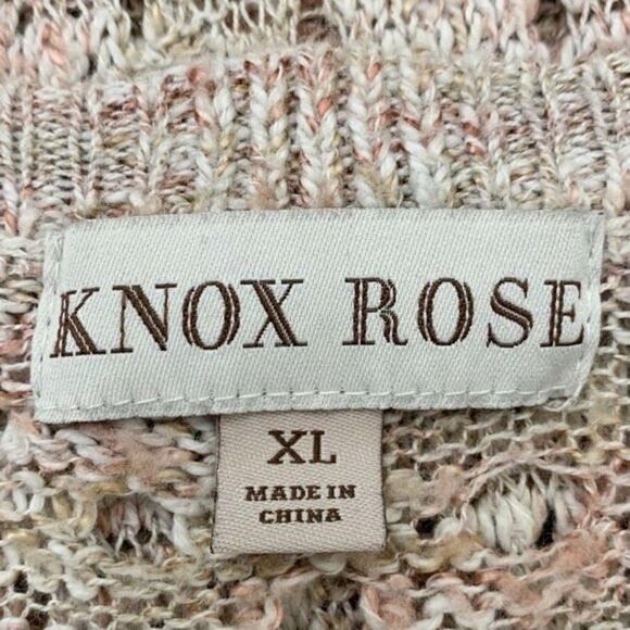 Knox Rose Boho Open Knit Ruffle Hem Long Sleeves Pullover Sweater - Picture 9 of 10